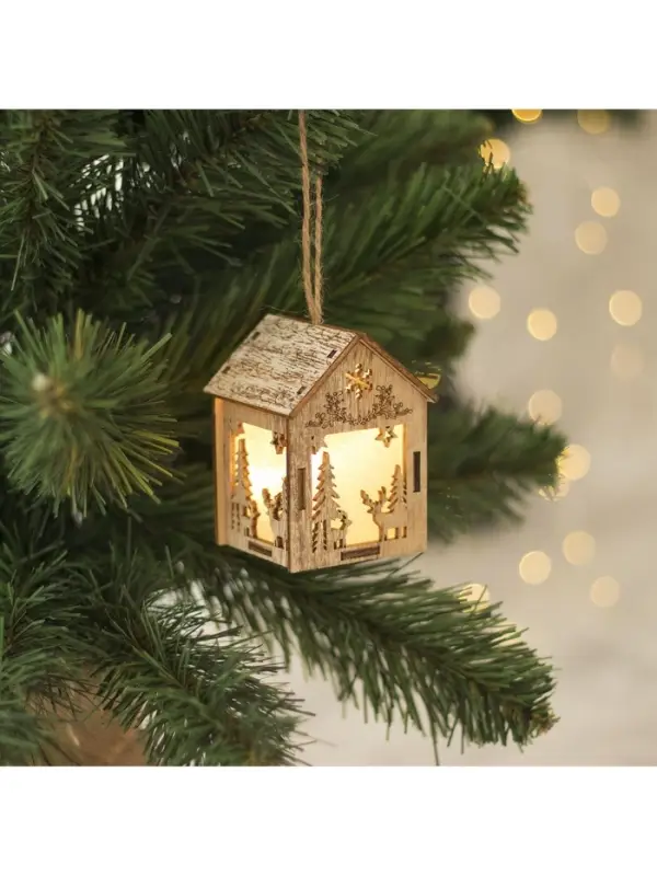 Ёлочная игрушка &laquo;Домик с оленем&raquo;, 8&times;5&times;6 см, 1 LED, от батареек, свечение тёплое белое