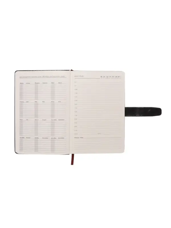 Ежедневник недатированный формат А5, с хлястиком, 128л, линия, пвх, Черный Ежедневник недатированный формат А5, с хлястиком, 128л, линия, пвх, Черный