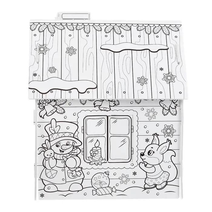 Домик-раскраска 3 в 1 &laquo;В гостях у Деда Мороза&raquo;, 5 фломастеров, 6 деталей