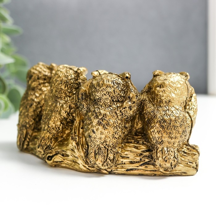 Сувенир полистоун Сувенир полистоун "4 филина на бревне" 5,5х4,5х12 см