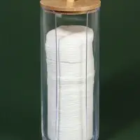 Органайзер для ватных дисков, с крышкой, d=6.5&times;18 см, прозрачный, коричневый