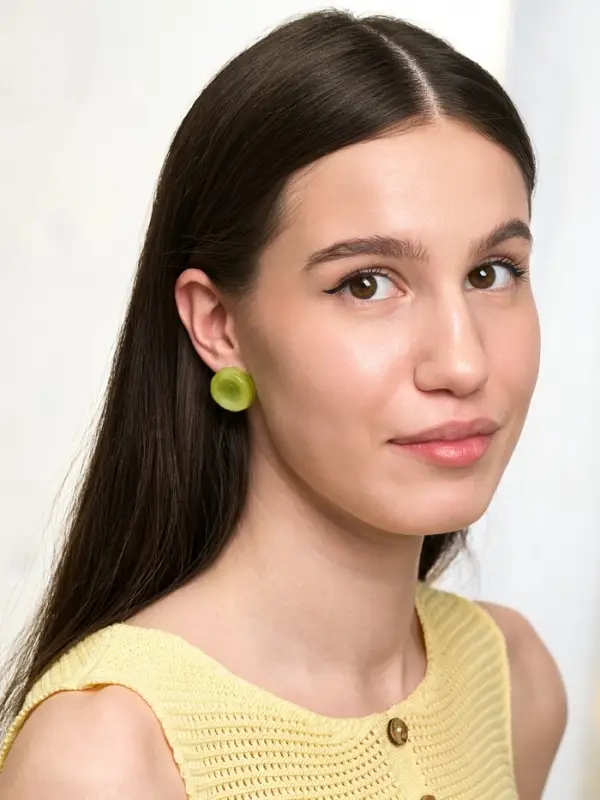 Серьги пластик &laquo;Леденец&raquo;, d=2 см, с разводами белыми, зелёные