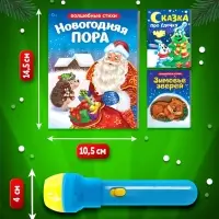 Игровой набор с проектором ZABIAKA &laquo;Новогодний проектор&raquo;, 3 книжки со сказками, 3 слайда, 24 картинки