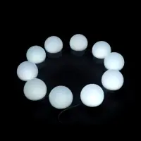 Комплект светильников для подсветки зеркала, 10 шт., контроллер, от USB, 3000 - 6500К, 3 режима свечения