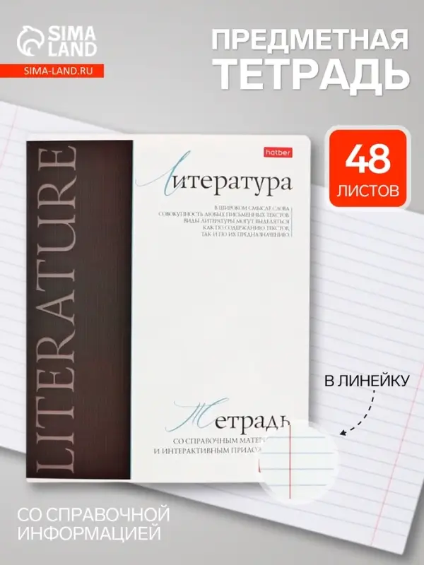 Предметная тетрадь по литературе Hatber &laquo;Буквица&raquo;, 48 листов, в линейку, со справочным материалом, обложка из мелованного картона