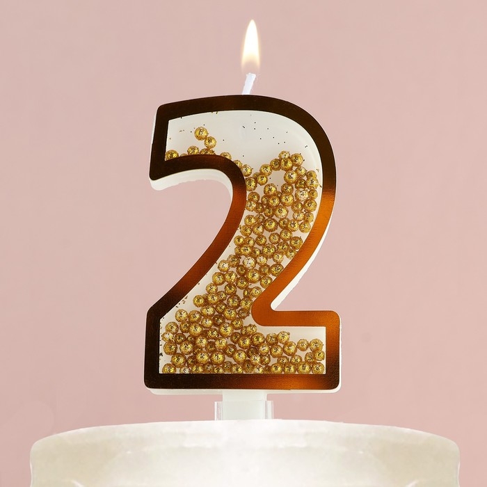 Свеча для торта, цифра с шейкером &laquo;2&raquo; , 9,5 х 4 см