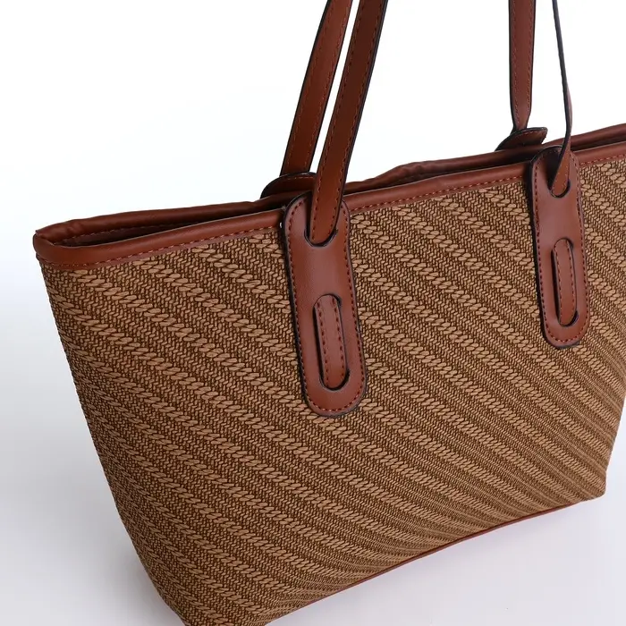 Сумка женская тоут на молнии, 30&times;11&times;25 см, коричневая