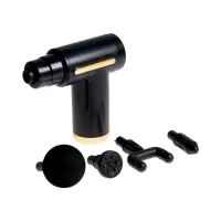 Массажёр для тела LEM-02, вибрационный, 4 насадки, 6 режимов, 1800-3200 об/мин, чёрный