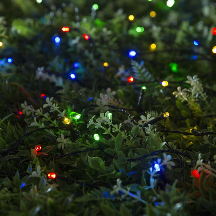 Гирлянда «Нить» 10 м, IP44, тёмная нить, 100 LED, свечение мульти, 2 режима, солнечная батарея Гирлянда «Нить» 10 м, IP44, тёмная нить, 100 LED, свечение мульти, 2 режима, солнечная батарея