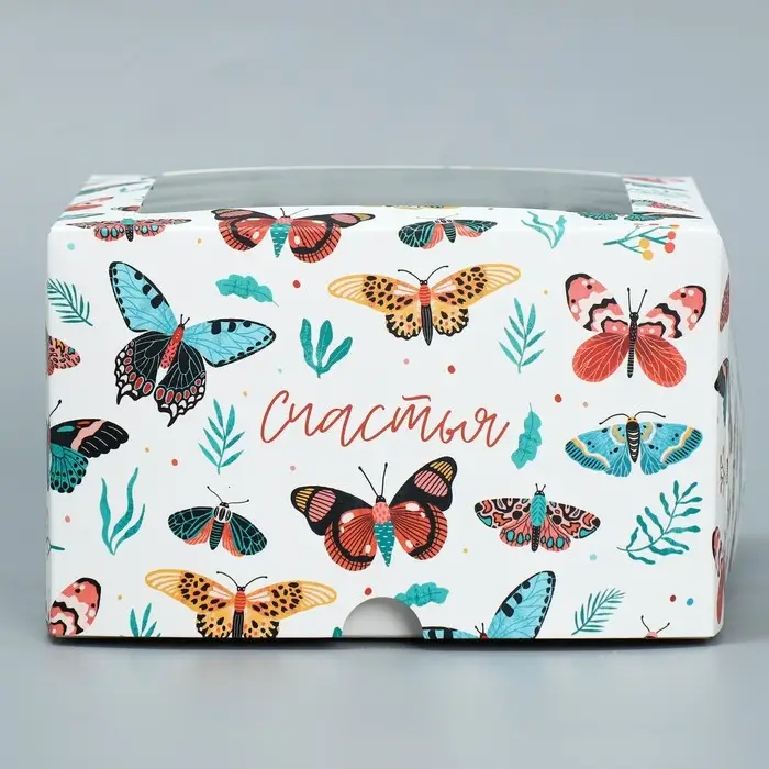 Коробка для капкейков, кондитерская упаковка двухсторонняя, 4 ячейки «Бабочки», 16 х 16 х 10 см Коробка для капкейков, кондитерская упаковка двухсторонняя, 4 ячейки «Бабочки», 16 х 16 х 10 см