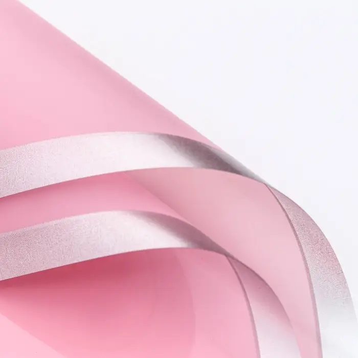 Пленка для цветов, «Серебряный кант», розовый, 57×57±1 см Пленка для цветов, «Серебряный кант», розовый, 57×57±1 см