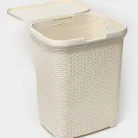 Корзина бельевая, 60 л, 34.6&times;44.5&times;56 см, с крышкой, слоновая кость
