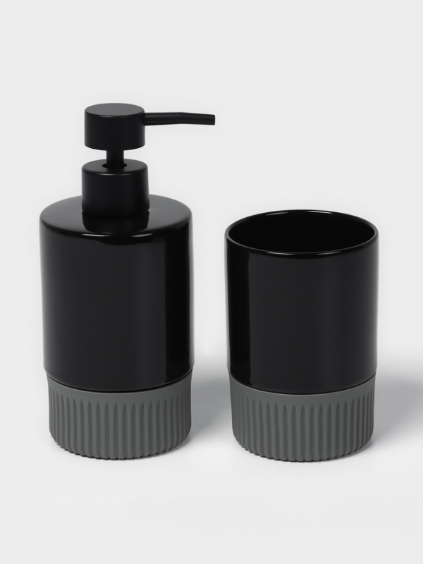 Набор для ванной Набор для ванной "Глянец" 3 предмета (дозатор для мыла, стакан, мыльница)