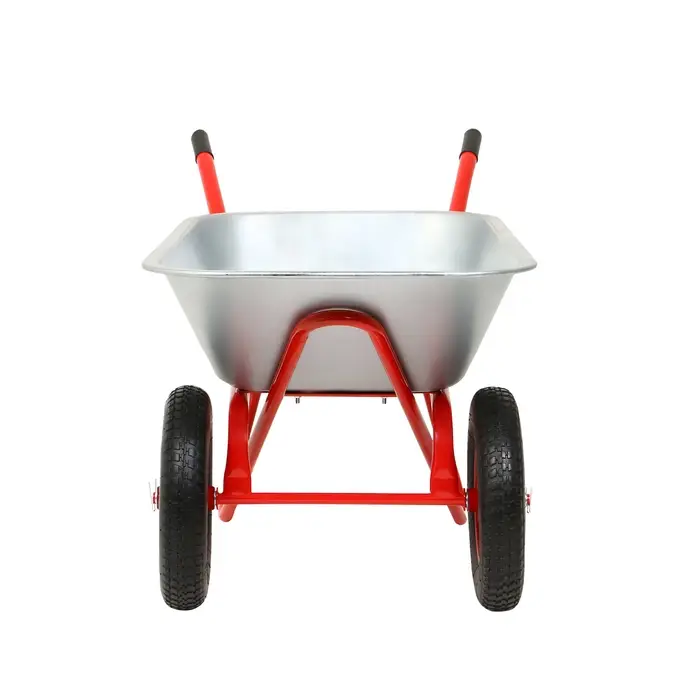 Тачка строительная, 2 пневмоколеса, груз/п 320 кг, объём 110 л, оцинкованный кузов 0,8 мм, Greengo Тачка строительная, 2 пневмоколеса, груз/п 320 кг, объём 110 л, оцинкованный кузов 0,8 мм, Greengo