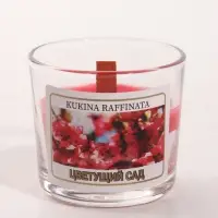Свеча ароматическая в стекле, 90 мл, деревянный фитиль, цветущий сад
