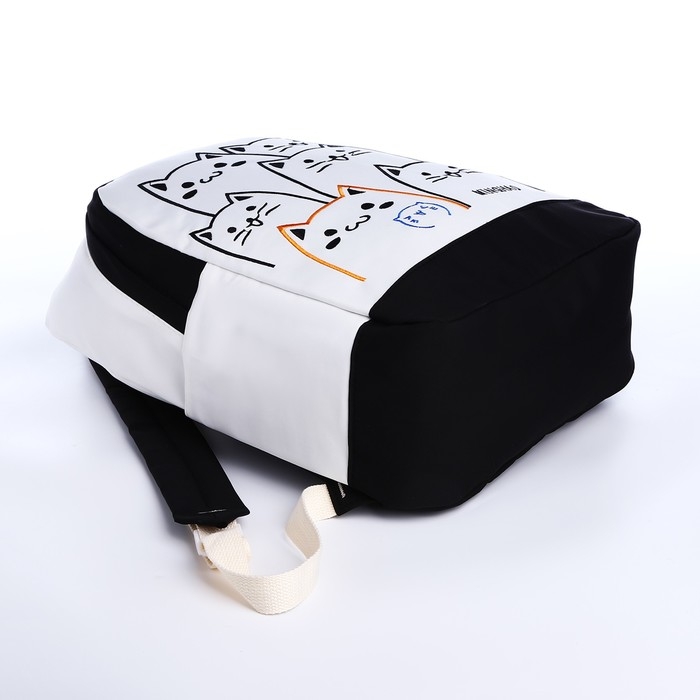 Рюкзак школьный из текстиля на молнии, 3 кармана, цвет чёрный Рюкзак школьный из текстиля на молнии, 3 кармана, цвет чёрный