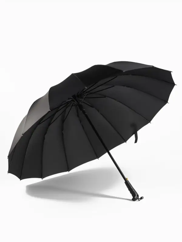 Зонт - трость полуавтоматический &laquo;Однотонный&raquo;, 16 спиц, R=59/70 см, d=118 см, чёрный