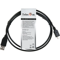 Кабель USB 2.0 A-->mini-B 5P (1м) черный, Telecom<TC6911BK-1.0M