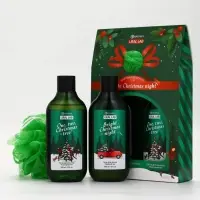 Подарочный набор новогодний: гель для душа, пена для ванны и мочалка, URAL LAB Подарочный набор новогодний: гель для душа, пена для ванны и мочалка, URAL LAB