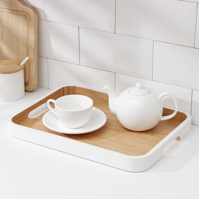 Поднос с ручками Terra, 36×26×3 см, бамбук, цвет МИКС Поднос с ручками Terra, 36×26×3 см, бамбук, цвет МИКС