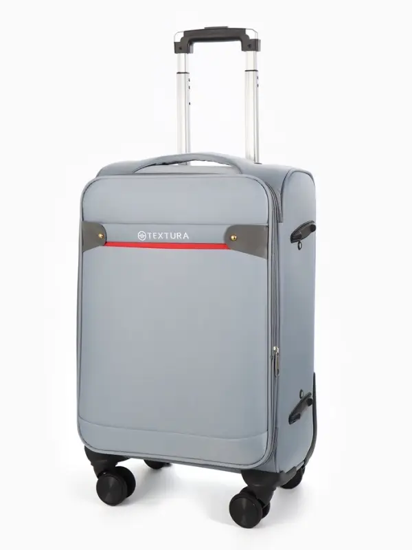 Чемодан на колёсах TEXTURA, кодовый замок, текстильный, с увеличением, 36&times;25&times;58 см, 20", серый