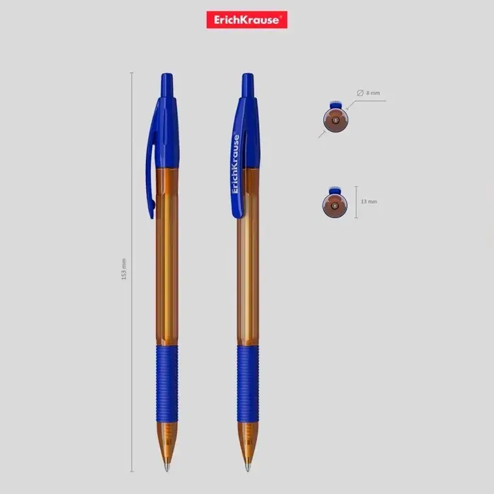 Ручка шариковая автоматическая ErichKrause R-301 Matic&Grip Amber, узел 0.7 мм, чернила синие, резиновый держатель, длина линии письма 2000 метров Ручка шариковая автоматическая ErichKrause R-301 Matic&Grip Amber, узел 0.7 мм, чернила синие, резиновый держатель, длина линии письма 2000 метров