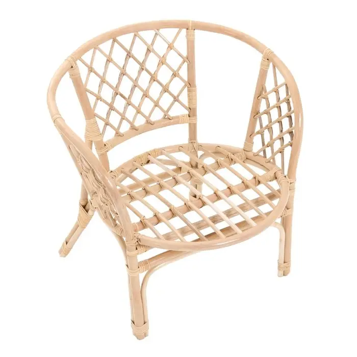 Набор садовой мебели "Bagama": 2 кресла, диван, стол, ротанг светлый, подушки серо-голубые