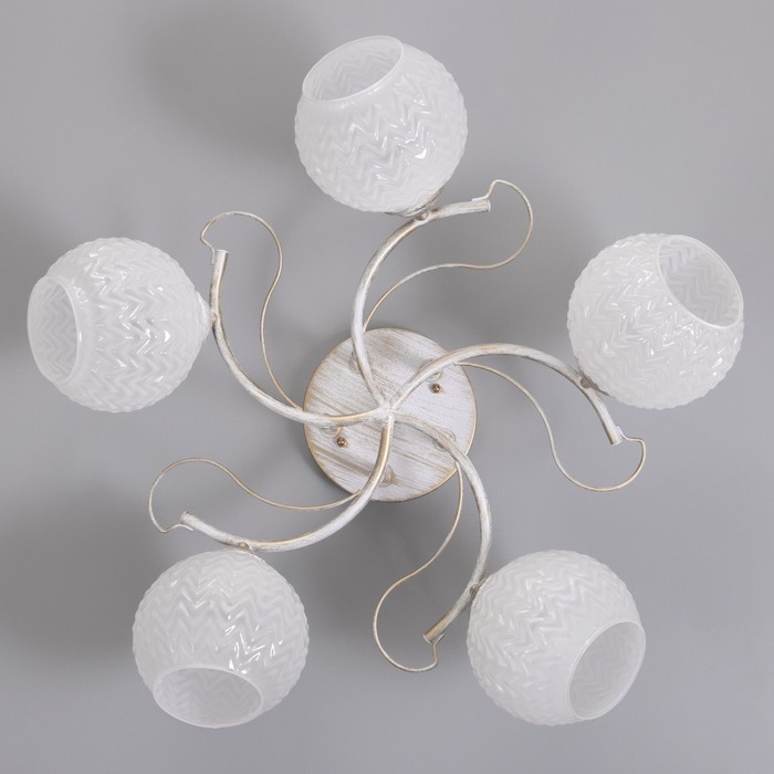 Люстра Люстра "Амелия" 5х60вт Е27 бело золотой 46х46х22см