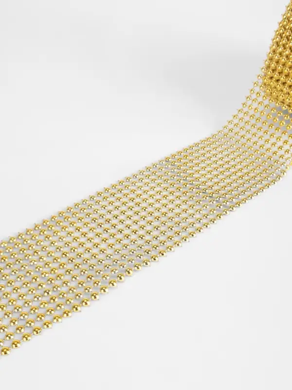 Лента с имитацией выпуклых страз, 5.75 см, 9&plusmn;1 м, цвет золотой
