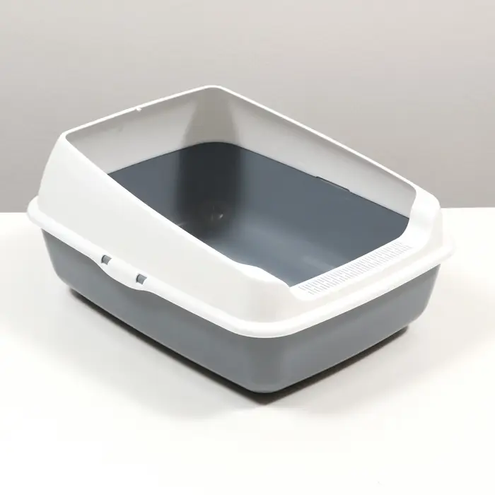 Лоток для кошек, 50.5&times;39&times;23 с, без сетки, пластик, серый