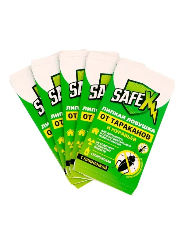 Ловушка-домик клеевая с приманкой, от тараканов и муравьев SAFEX, 5 шт.