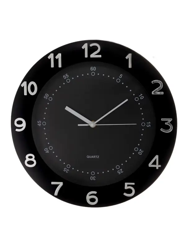 Часы настенные интерьерные, бесшумные, плавный ход, d=32 см, внутренний d=23.7 см, чёрные