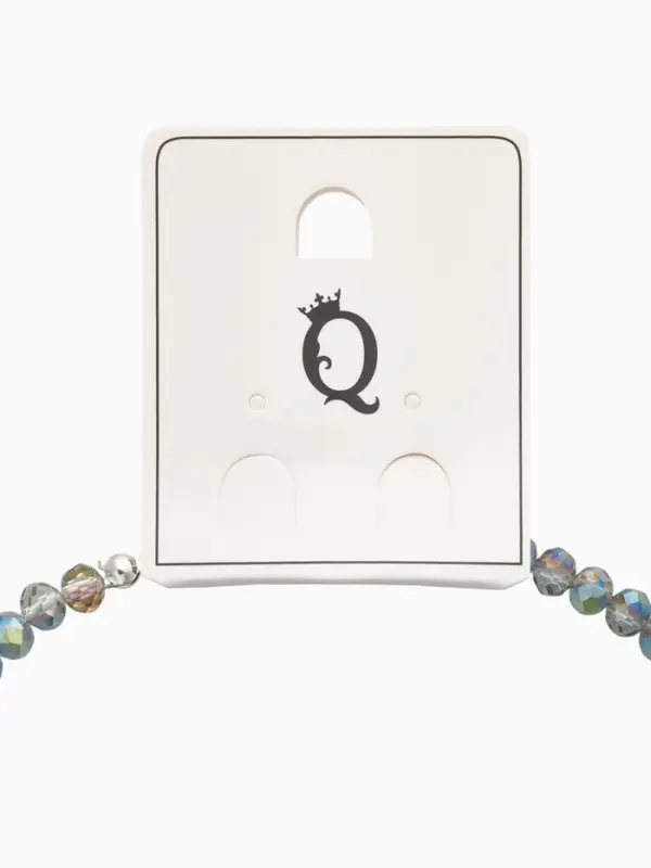 Чокер из бисера «Хрусталь» бензиновый в серебре, 37 см + 5 см доп, цепочка