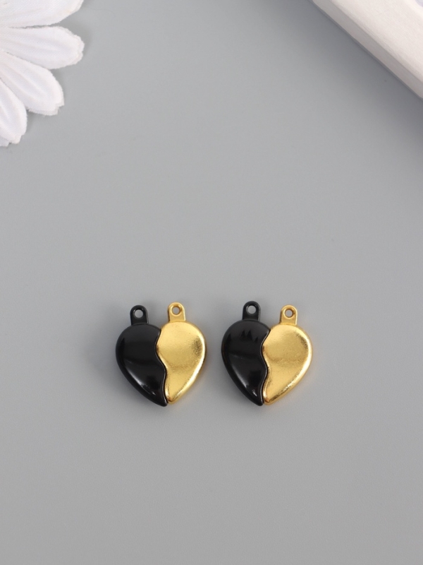 Замок магнитный металл Замок магнитный металл "Вторая половинка, сердце" набор 2 шт чёрно-золотой 2,6х2,2 см