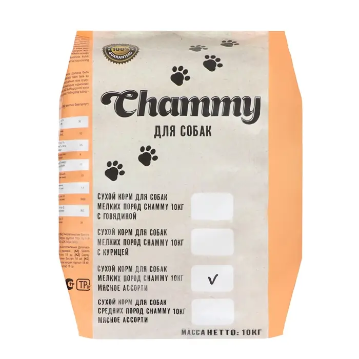 Сухой корм Chammy для собак мелких пород, мясное ассорти, 10 кг