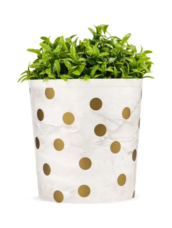 Горшок 1,6л d14см h15,5см пластик белый Горшок 1,6л d14см h15,5см пластик белый "Золотое напыление" 2