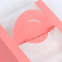 Коробка под бенто-торт с окном, розовый, 14&times;14&times;8 см