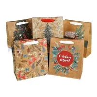 Набор пакетов крафтовых &laquo;Новогоднее поздравление&raquo;, 5 шт, 23 х 27 х 11,5 см,