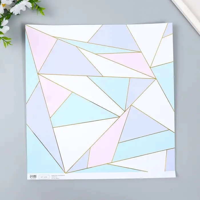 Бумага для скрапбукинга двусторонняя золото "Треугольники" плотность 180 гр 30,5х32 см