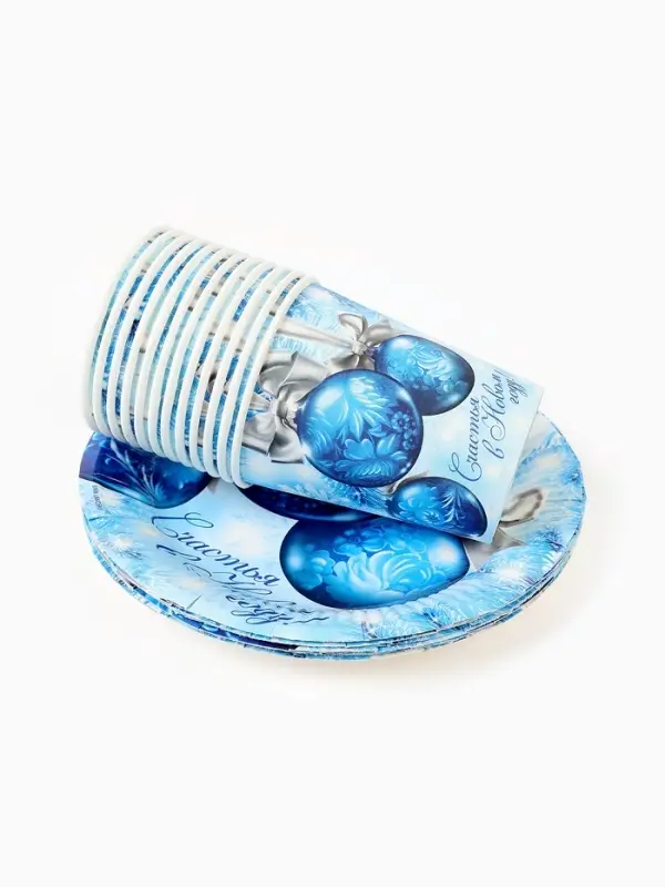 Набор бумажной посуды «Счастья в Новом году», 12 персон Набор бумажной посуды «Счастья в Новом году», 12 персон