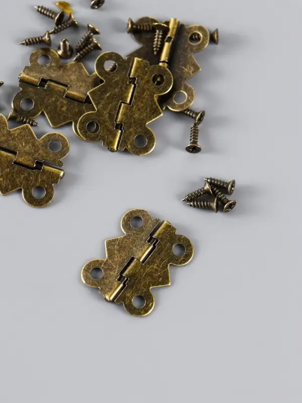 Петля для шкатулки (ключницы), металл, фигурная, под бронзу, набор 6 шт., 1.5&times;2.1 см