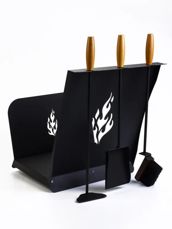 Каминный набор &laquo;КН 0-3Д&raquo;, с дровницей, 3 предмета: щётка, совок, кочерга