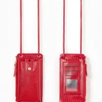 Сумка на магните, с длинным ремнём, однотонная, 10&times;2.5&times;20 см, красная