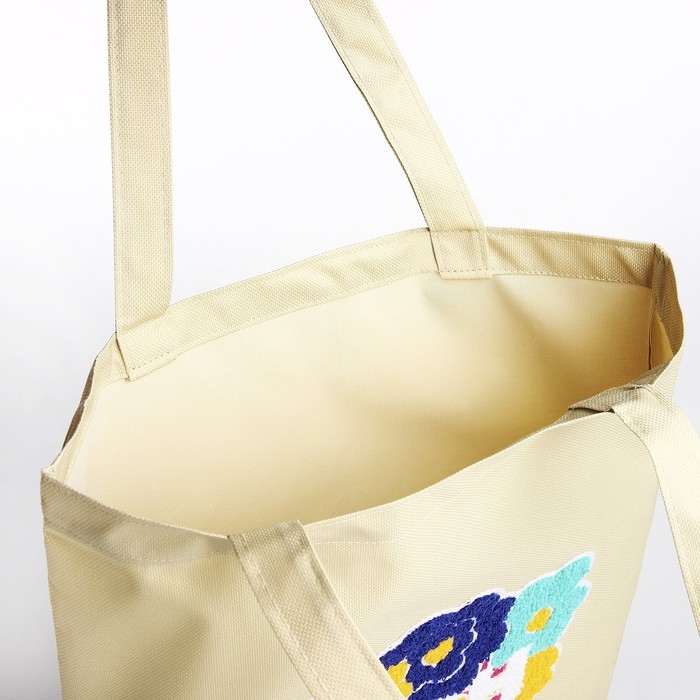 Шопер текстильный с вышивкой UGH , 40х35 см, бежевый цвет Шопер текстильный с вышивкой UGH , 40х35 см, бежевый цвет