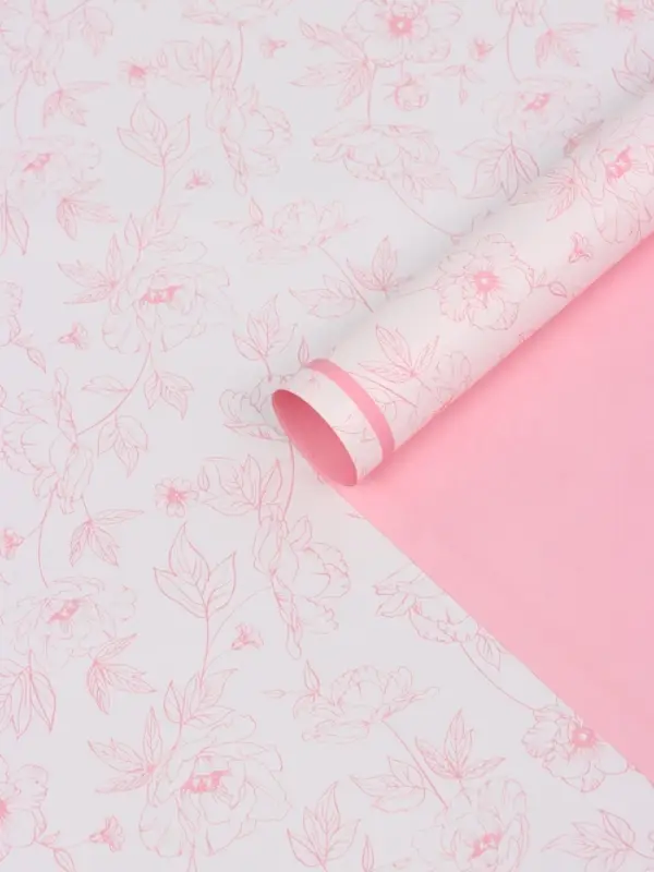 Пленка для цветов, "Букет цветов", розовая, 57х57 см