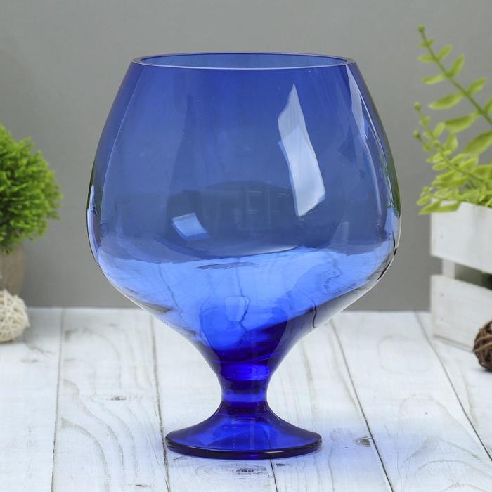Ваза  Ваза "Бокал" синяя (без декора) 15,5х20см, 1,8л