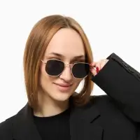 Очки солнцезащитные &laquo;OneSun. Круглые&raquo;, uv 400, линза 4.5&times;5.5 см, цвет золотой, чёрный