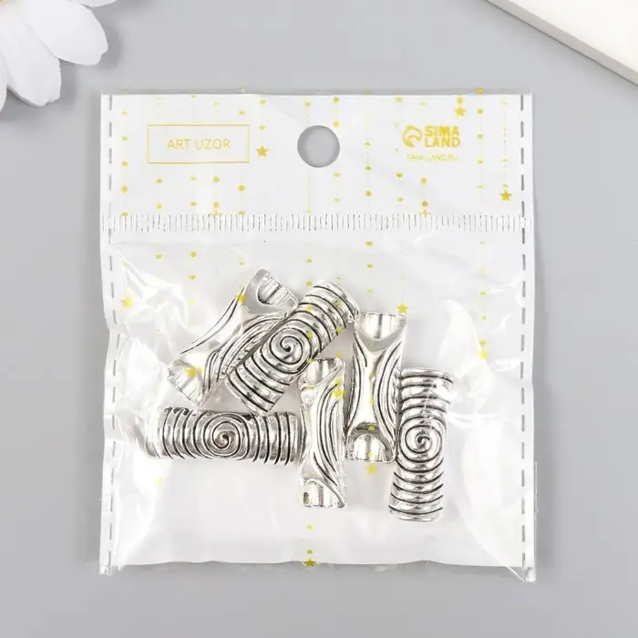 Бусина для творчества металл "Спираль" серебро G470B705 1х2,8 см