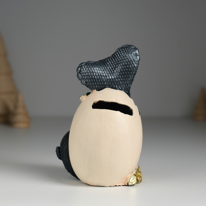 Копилка полистоун Копилка полистоун "Змея тёмная с подсолнухами и монетами" 7,2х6,5х11,2 см