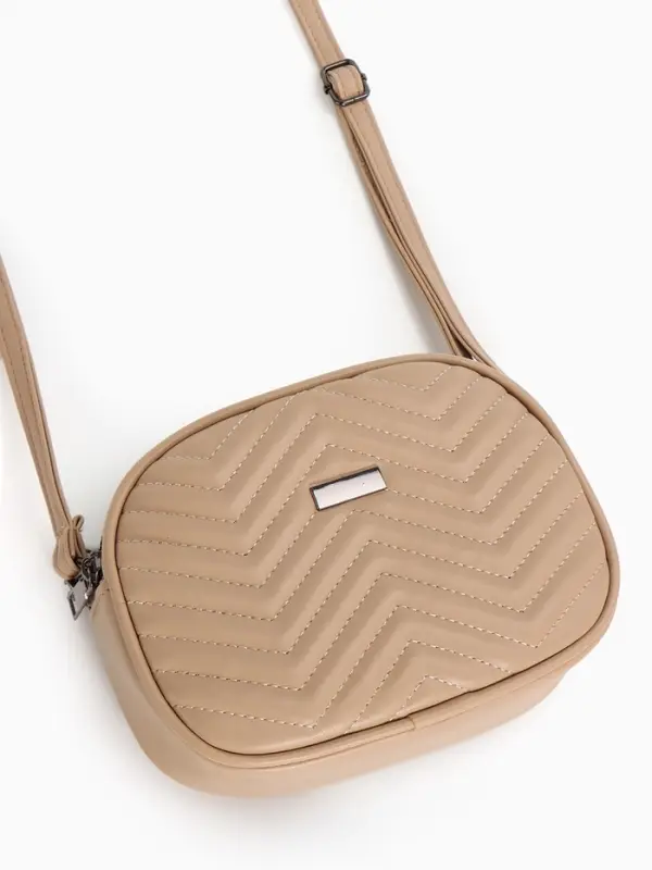 Сумка женская кросс-боди на молнии, 19&times;7&times;15 см, бежевая